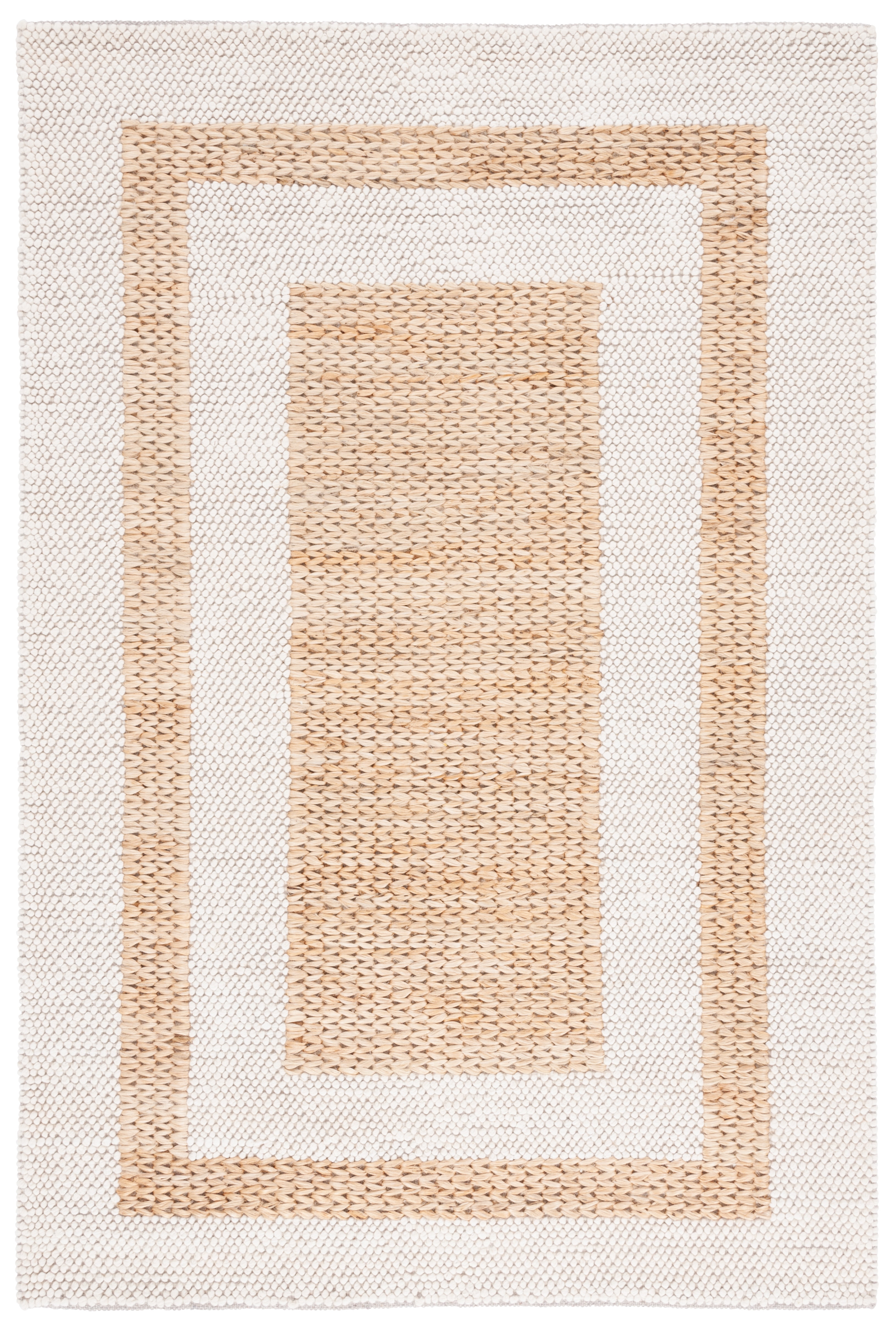 SAFAVIEH Natura Elouise Bordered Area Rug, Natural/Ivory, 5' x 8'