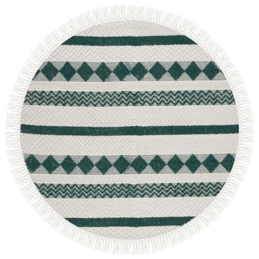 SAFAVIEH Natura Elvin Geometric Wool Area Rug, Ivory/Green, 6' x 6' Round