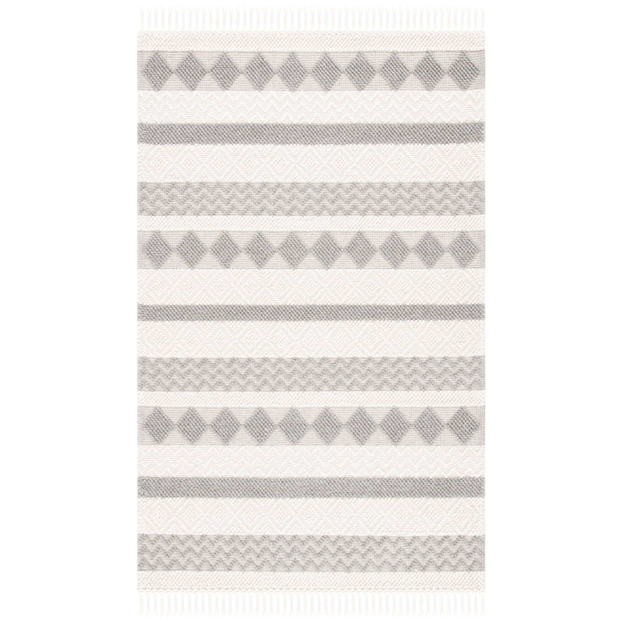SAFAVIEH Natura Elvin Geometric Wool Area Rug, Ivory/Grey, 5' x 8'