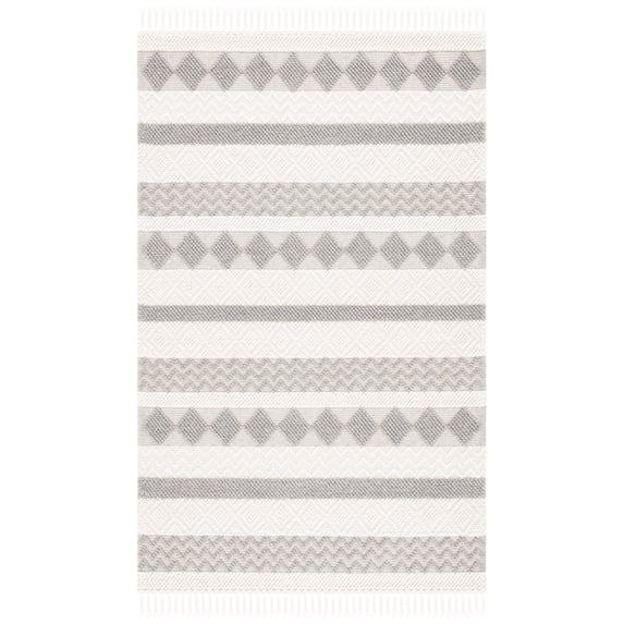 SAFAVIEH Natura Elvin Geometric Wool Area Rug, Ivory/Grey, 5' x 8'