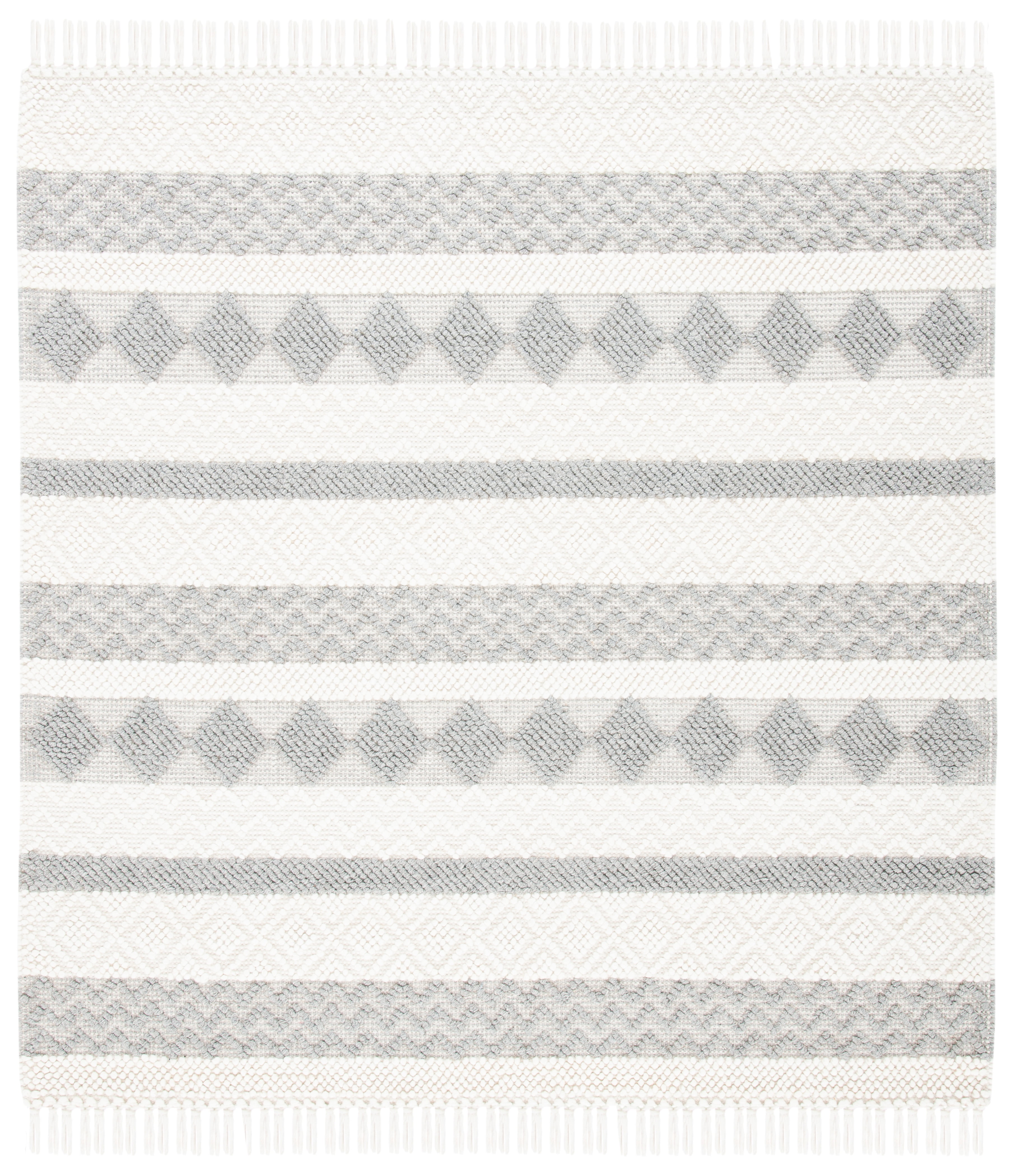 SAFAVIEH Natura Elvin Geometric Wool Area Rug, Ivory/Grey, 6' x 6' Square