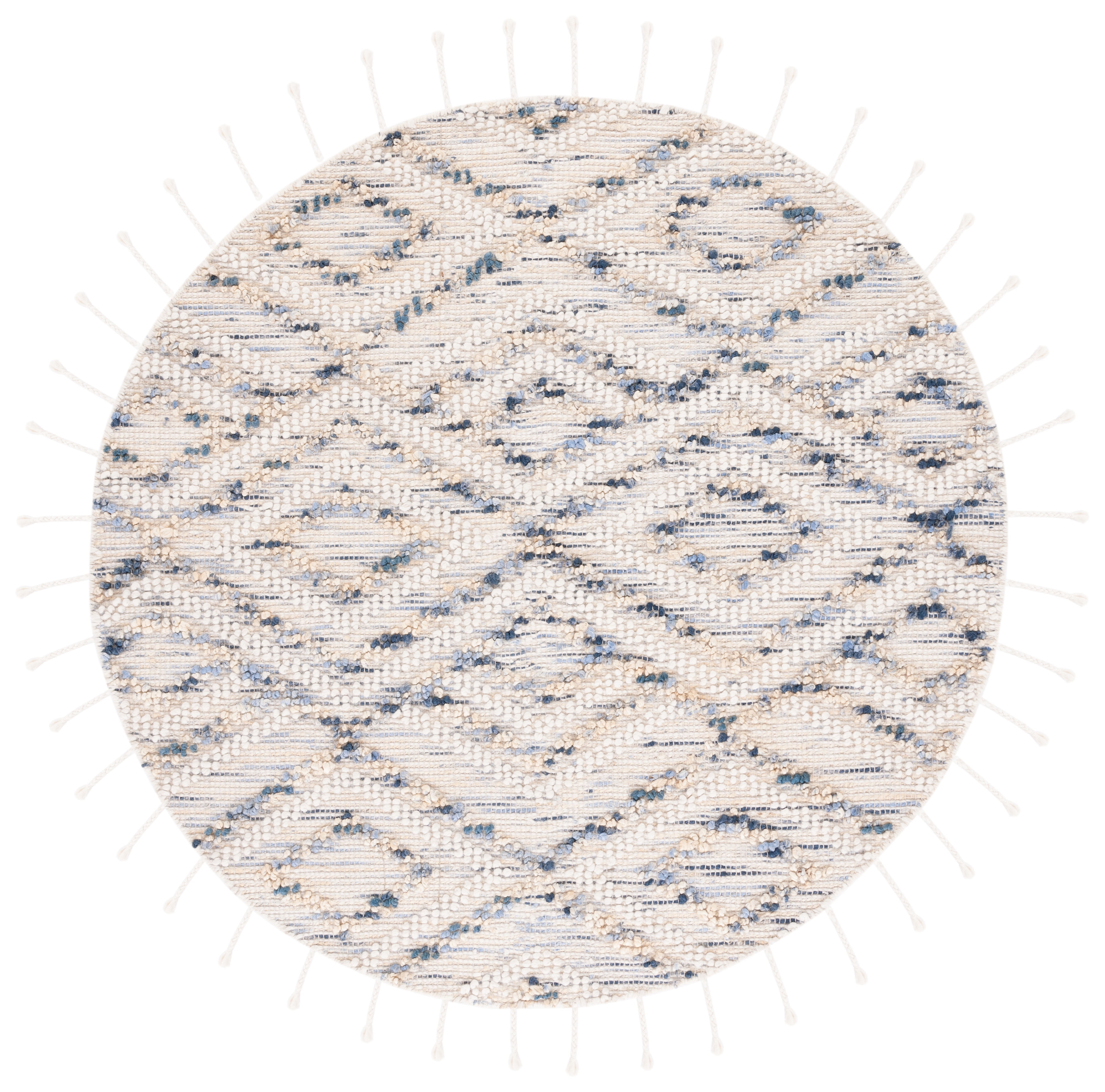 SAFAVIEH Natura Embla Southwestern Area Rug, Ivory/Blue, 6' x 6' Round