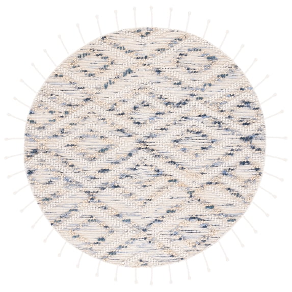 SAFAVIEH Natura Embla Southwestern Area Rug, Ivory/Blue, 6' x 6' Round