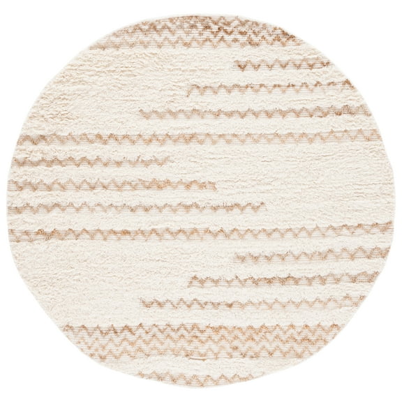 SAFAVIEH Natura Emmit Abstract Area Rug, Ivory/Brown, 6' x 6' Round