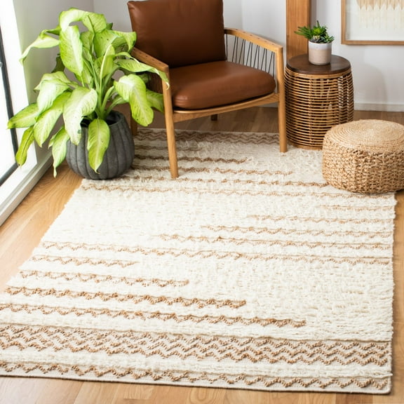SAFAVIEH Natura Emmit Abstract Area Rug, Ivory/Brown, 6' x 9'