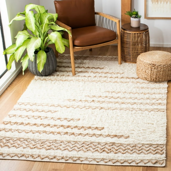 SAFAVIEH Natura Emmit Abstract Area Rug, Ivory/Brown, 6' x 9'
