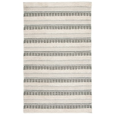 SAFAVIEH Natura Ermintrude Striped Cotton Area Rug, Beige/Grey, 5' x 8'