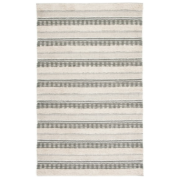 SAFAVIEH Natura Ermintrude Striped Cotton Area Rug, Beige/Grey, 5' x 8'