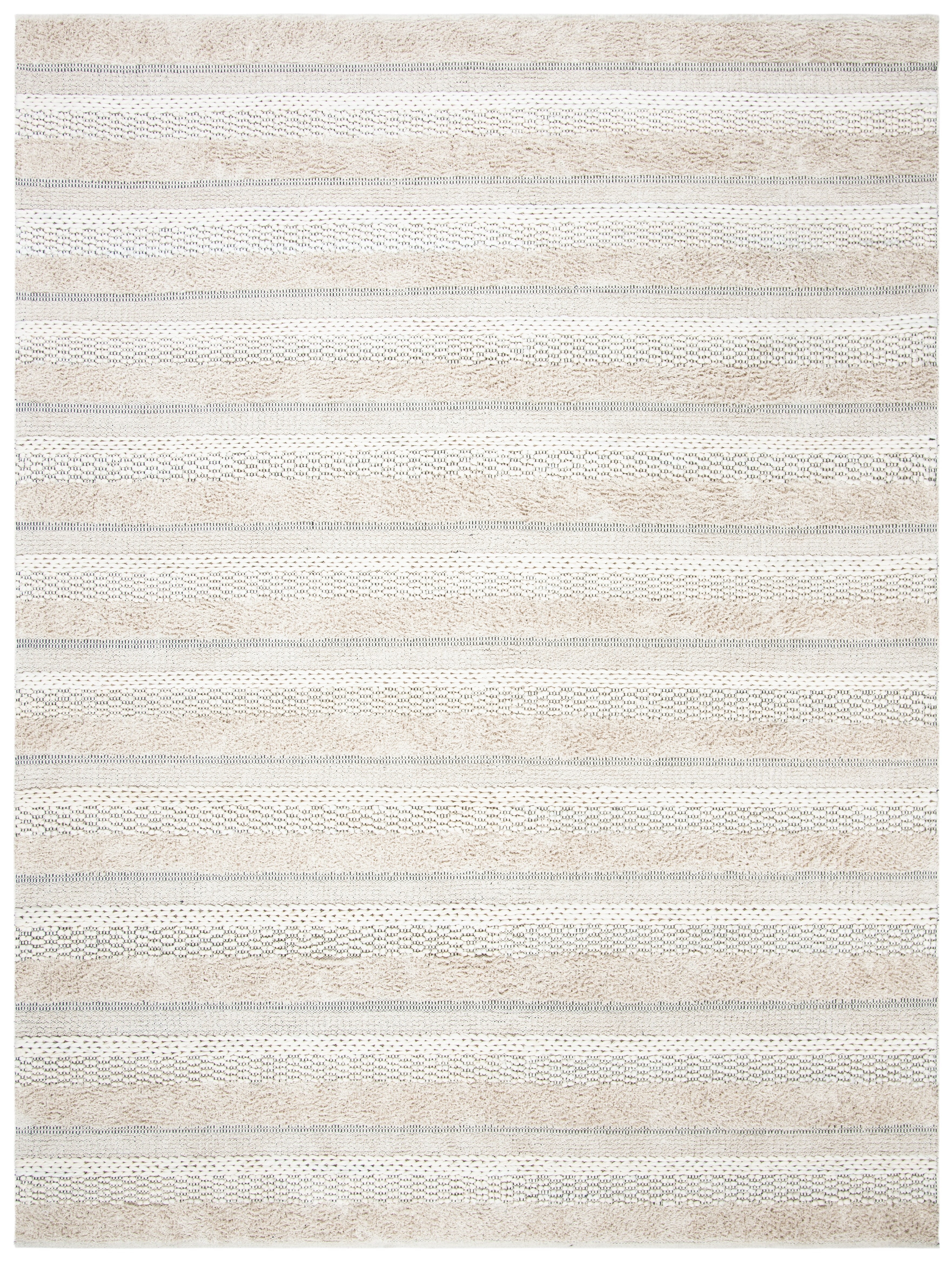 SAFAVIEH Natura Ermintrude Striped Cotton Area Rug, Ivory, 11' x 15'