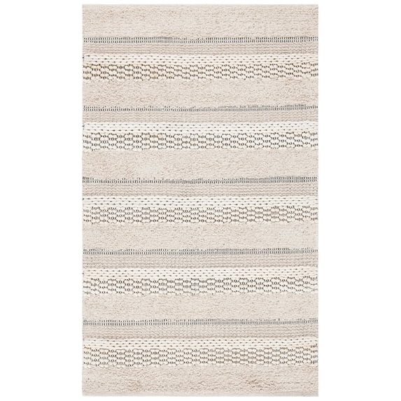 SAFAVIEH Natura Ermintrude Striped Cotton Area Rug, Ivory, 2'3" x 4'