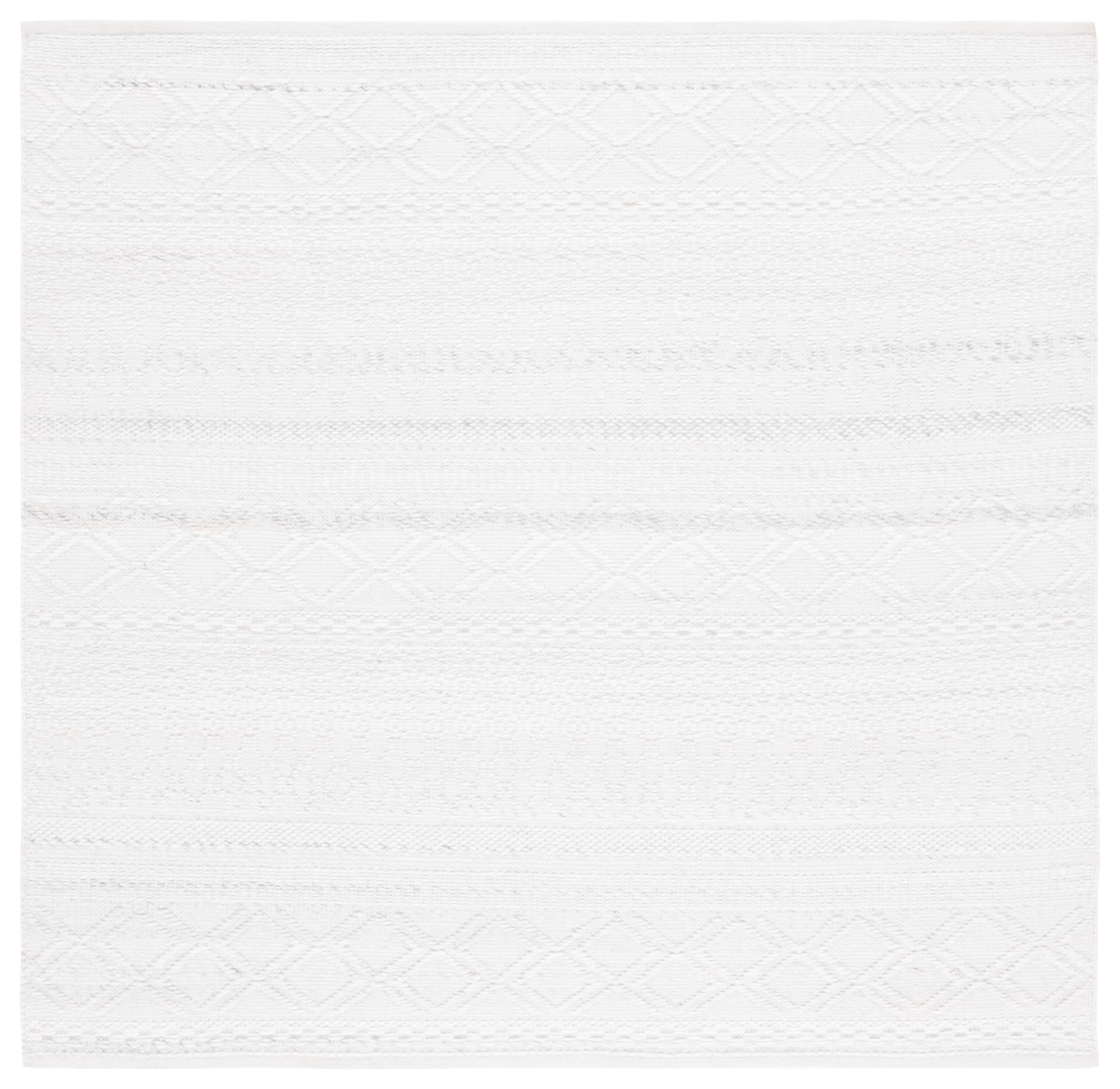Natura Ivory Square Hand-Woven Wool Blend Area Rug, 6' x 6'