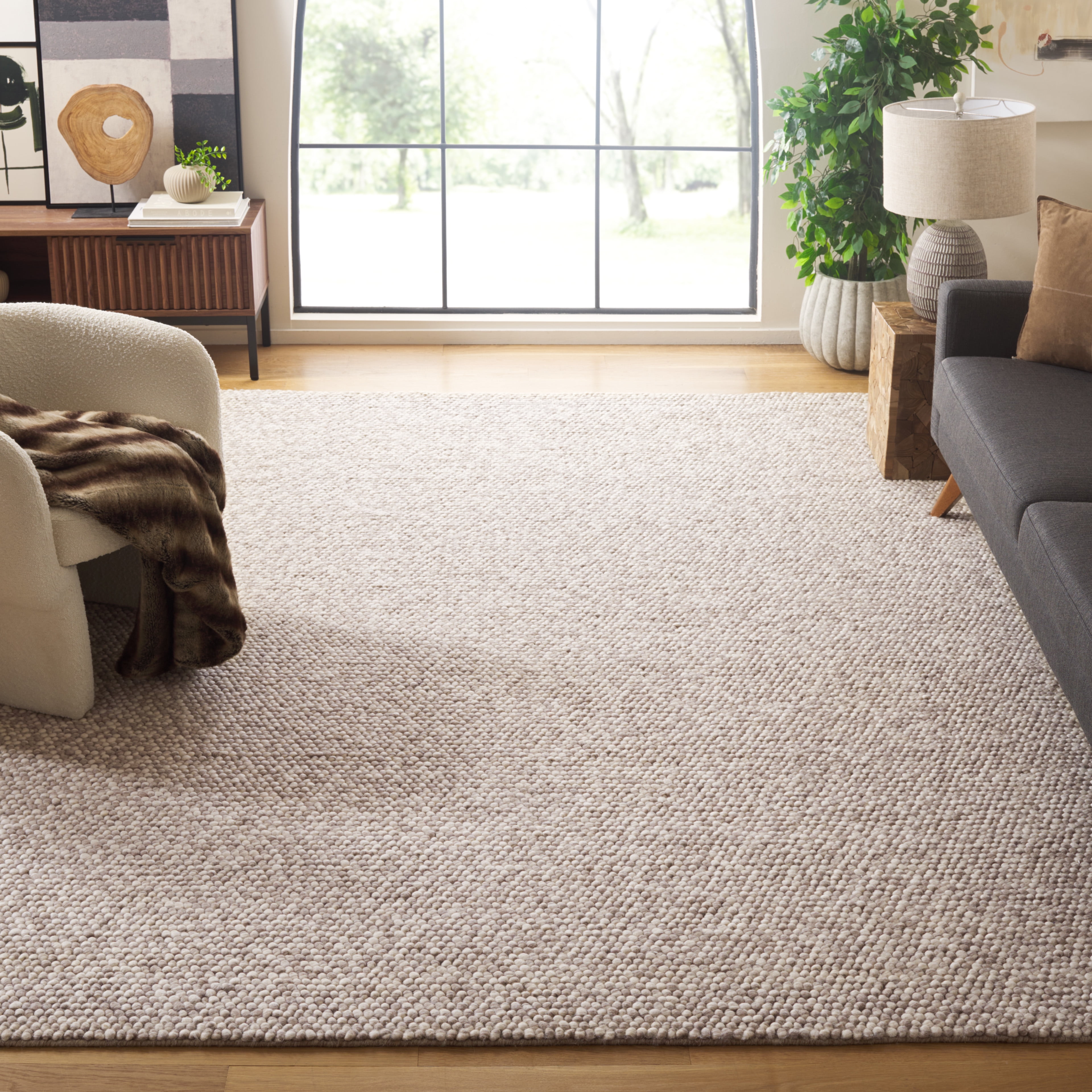 SAFAVIEH Natura Feride Geometric Area Rug, Beige, 12' x 18' - X-Large - Scandinavian Design, Beige, Handmade Wool Blend, Ideal for Living Room, Bedroom, Dining Space