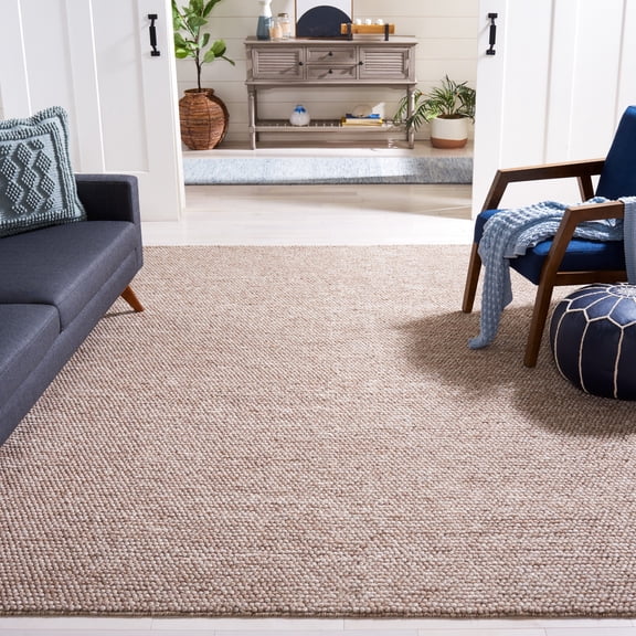SAFAVIEH Natura Feride Geometric Area Rug, Brown, 9' x 12' - Large - Scandinavian Design, Brown, Handmade Wool Blend, Ideal for Living Room, Bedroom, Dining Space