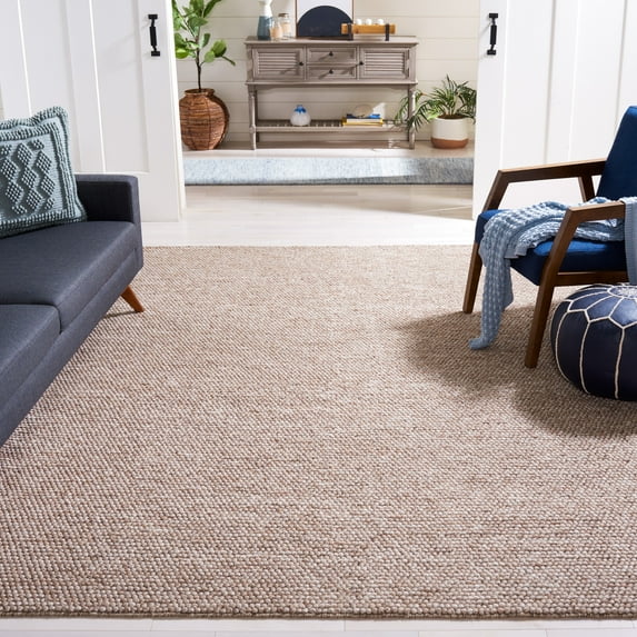 SAFAVIEH Natura Feride Geometric Area Rug, Brown, 9' x 12' - Large - Scandinavian Design, Brown, Handmade Wool Blend, Ideal for Living Room, Bedroom, Dining Space
