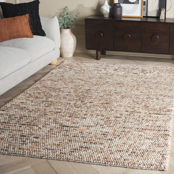 SAFAVIEH Natura Feride Geometric Area Rug, Dark Brown/Beige, 6' x 9' - Scandinavian Design, Dark Brown & Beige, Handmade Wool Blend, Ideal for Living Room, Bedroom, Dining Space