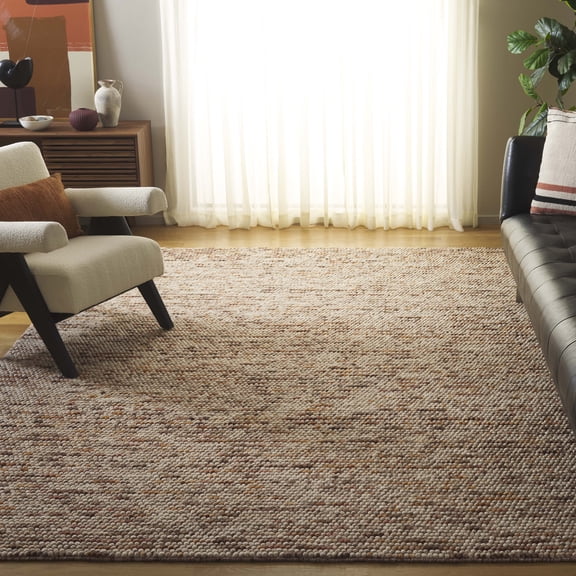 SAFAVIEH Natura Feride Geometric Area Rug, Dark Brown/Beige, 8' x 10' - Large - Scandinavian Design, Dark Brown & Beige, Handmade Wool Blend, Ideal for Living Room, Bedroom, Dining Space