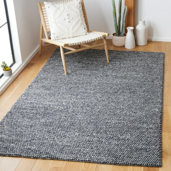 SAFAVIEH Natura Feride Geometric Area Rug, Dark Grey, 6' x 6' Square - Scandinavian Design, Dark Grey, Handmade Wool Blend, Ideal for Living Room, Bedroom, Dining Space