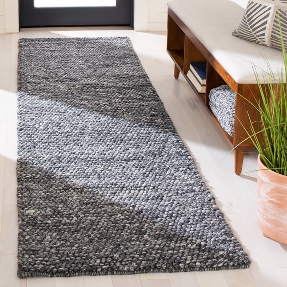SAFAVIEH Natura Feride Geometric Runner Rug, Dark Grey, 2'3" x 6' - Scandinavian Design, Dark Grey, Handmade Wool Blend, Ideal for Living Room, Bedroom, Dining Space, Entryway, Hallway, Kitchen