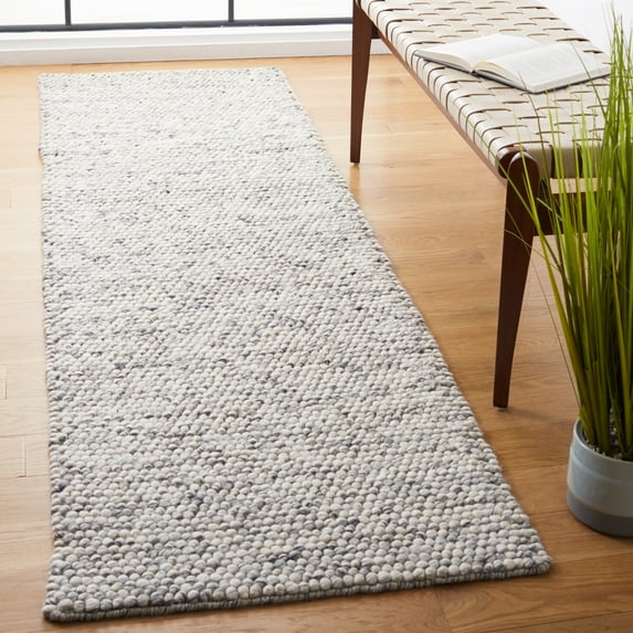SAFAVIEH Natura Feride Geometric Runner Rug, Light Grey/Ivory, 2'3" x 16' - Scandinavian Design, Light Grey & Ivory, Handmade Wool Blend, Ideal for Living Room, Bedroom, Dining Space, Entryway, Hallw