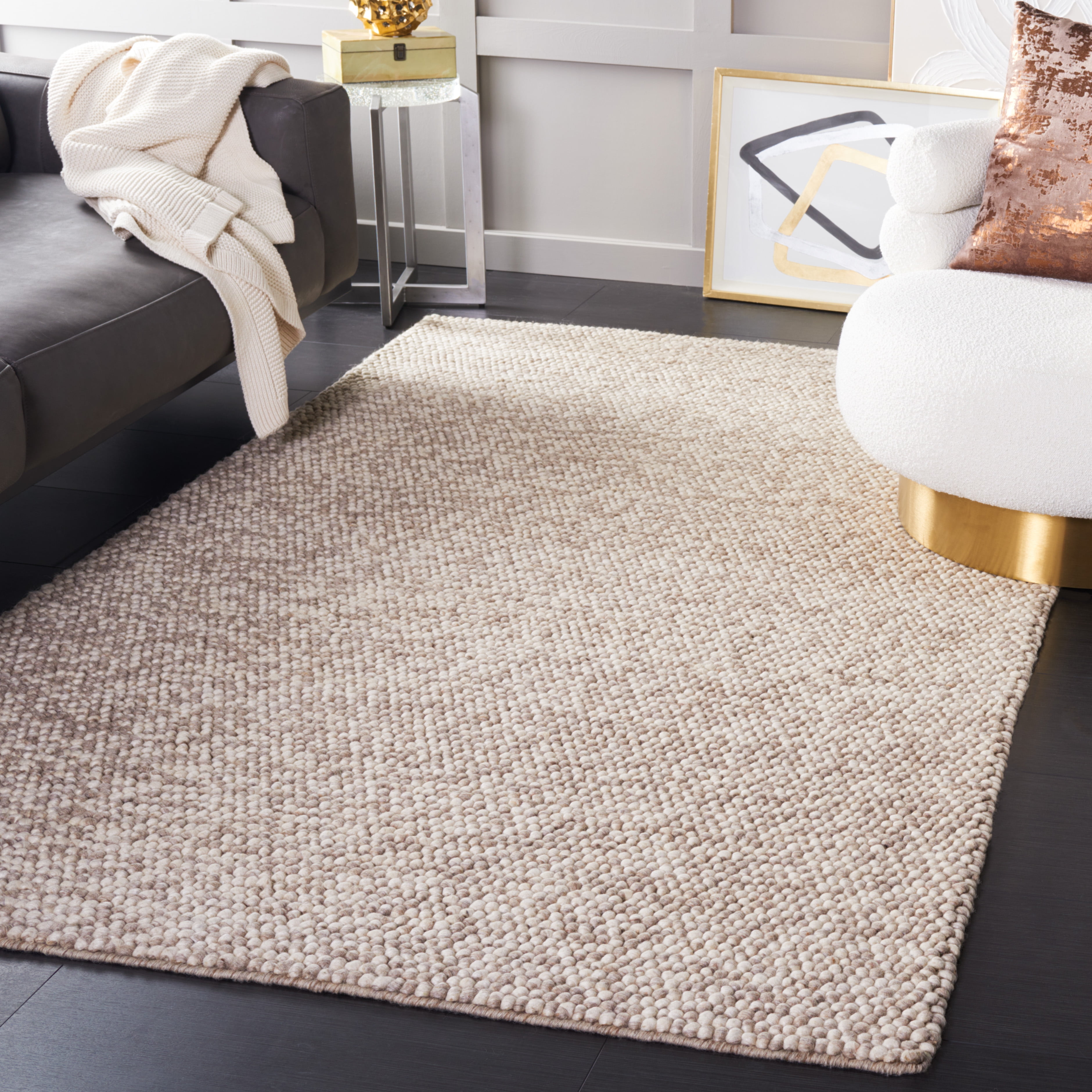 SAFAVIEH Natura Feride Solid Braided Wool Area Rug, Beige, 6' x 9' - Scandinavian Design, Beige, Handmade Wool Blend, Ideal for Living Room, Bedroom, Dining Space