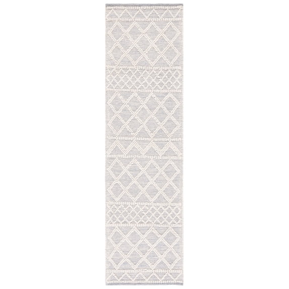 SAFAVIEH Natura Floella Geometric Runner Rug, Ivory/Blue, 2'3" x 8'