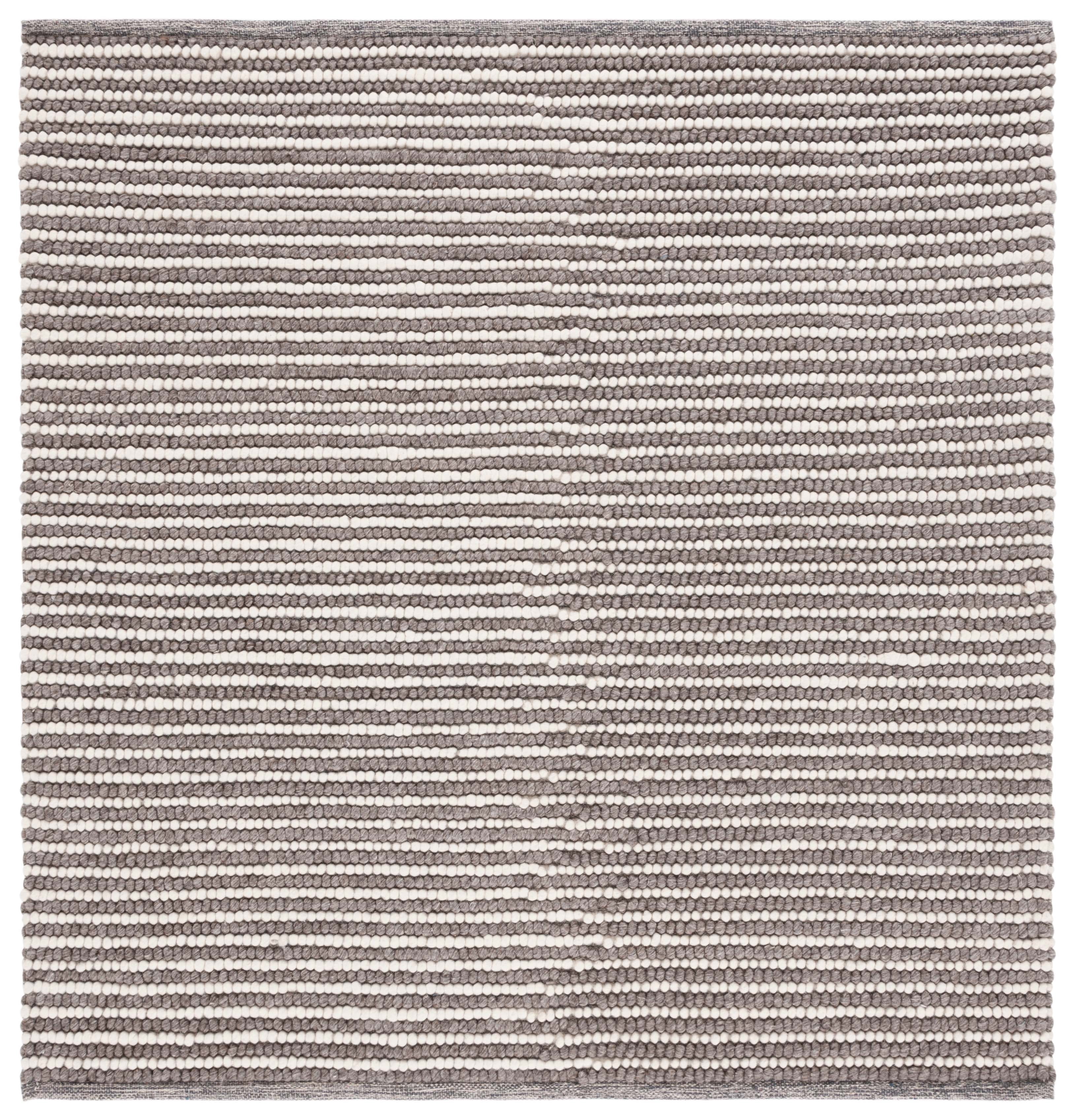 SAFAVIEH Natura Fredrick Striped Area Rug, Ivory/Dark Brown, 6' x 6' Square