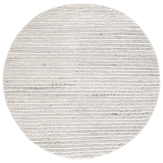 SAFAVIEH Natura Fredrick Striped Area Rug, Ivory/Light Grey, 4' x 4' Round