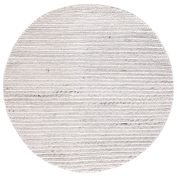 SAFAVIEH Natura Fredrick Striped Area Rug, Ivory/Light Grey, 6' x 6' Round