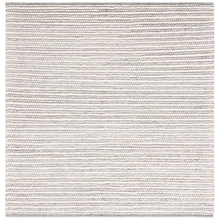 SAFAVIEH Natura Fredrick Striped Area Rug, Ivory/Light Grey, 6' x 6' Square