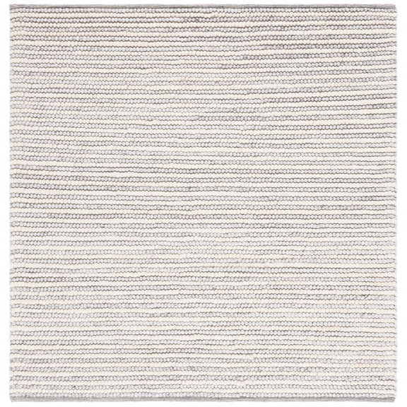 SAFAVIEH Natura Fredrick Striped Area Rug, Ivory/Light Grey, 8' x 8' Square