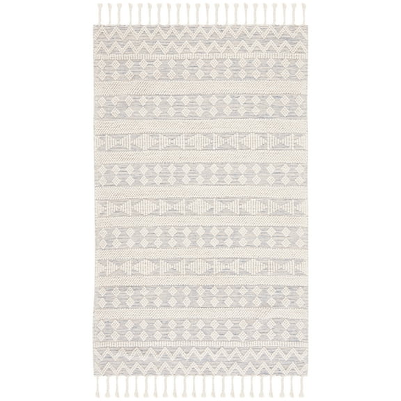 SAFAVIEH Natura Fulton Southwestern Wool Area Rug, Ivory/Blue, 4' x 6'