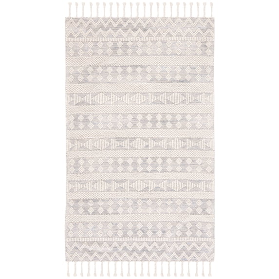 SAFAVIEH Natura Fulton Southwestern Wool Area Rug, Ivory/Blue, 5' x 8'