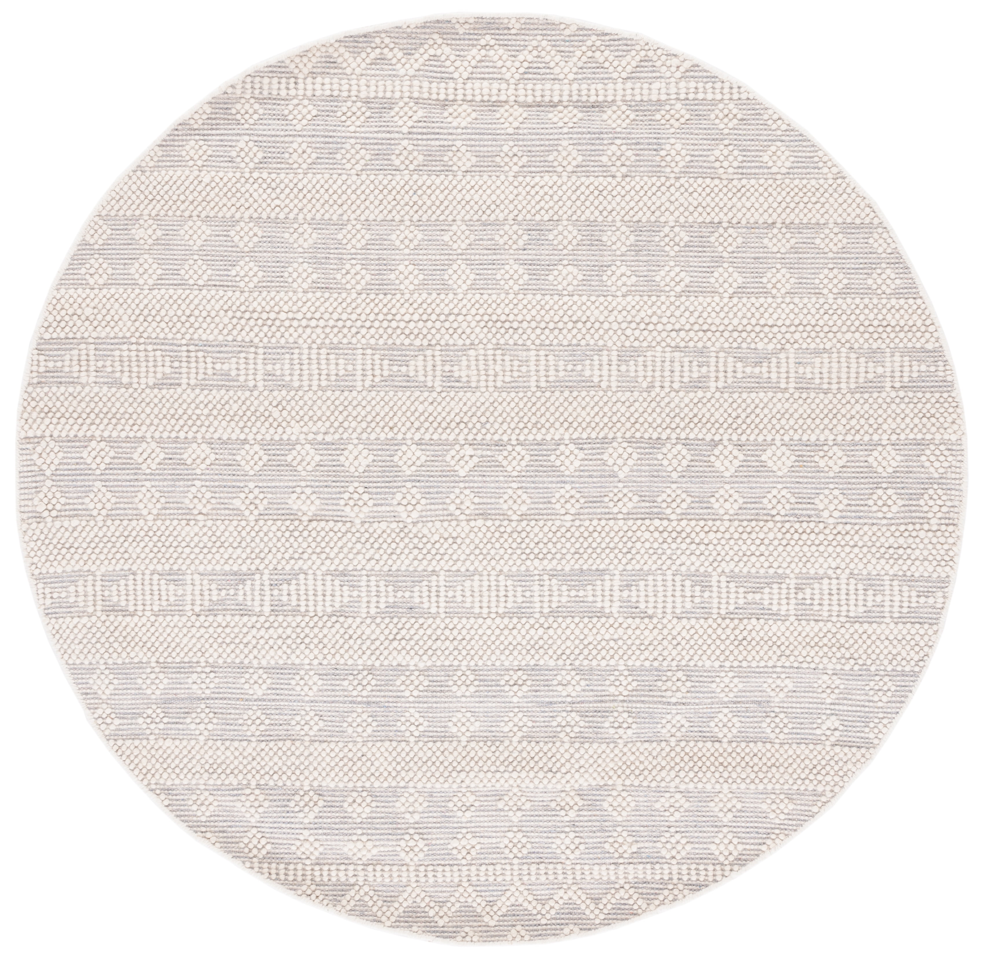 SAFAVIEH Natura Fulton Southwestern Wool Area Rug, Ivory/Blue, 6' x 6' Round