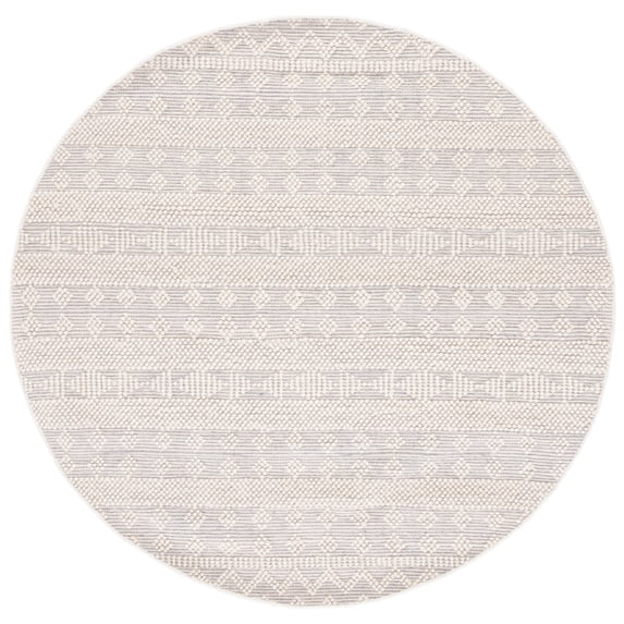 SAFAVIEH Natura Fulton Southwestern Wool Area Rug, Ivory/Blue, 6' x 6' Round