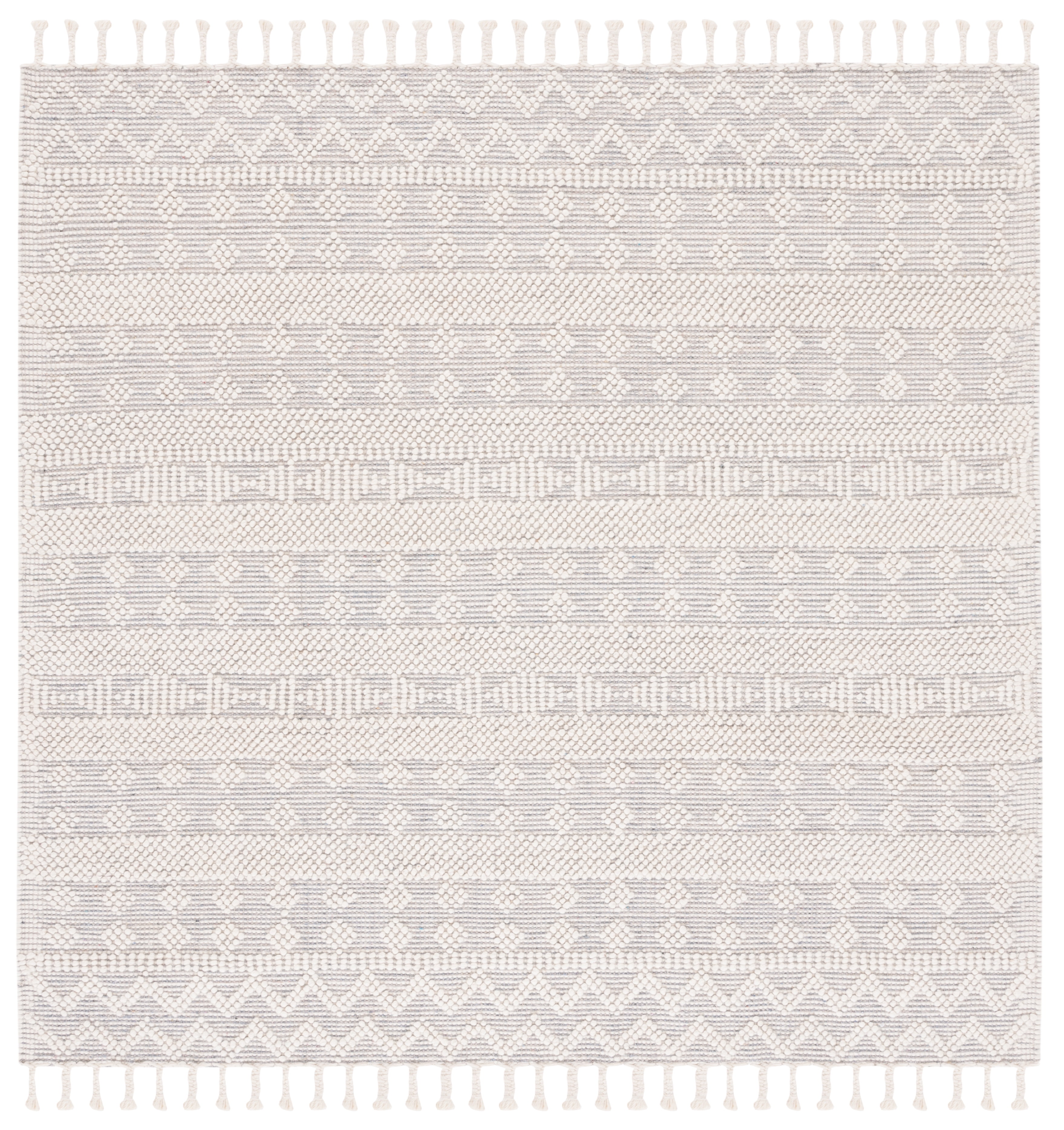 SAFAVIEH Natura Fulton Southwestern Wool Area Rug, Ivory/Blue, 6' x 6' Square