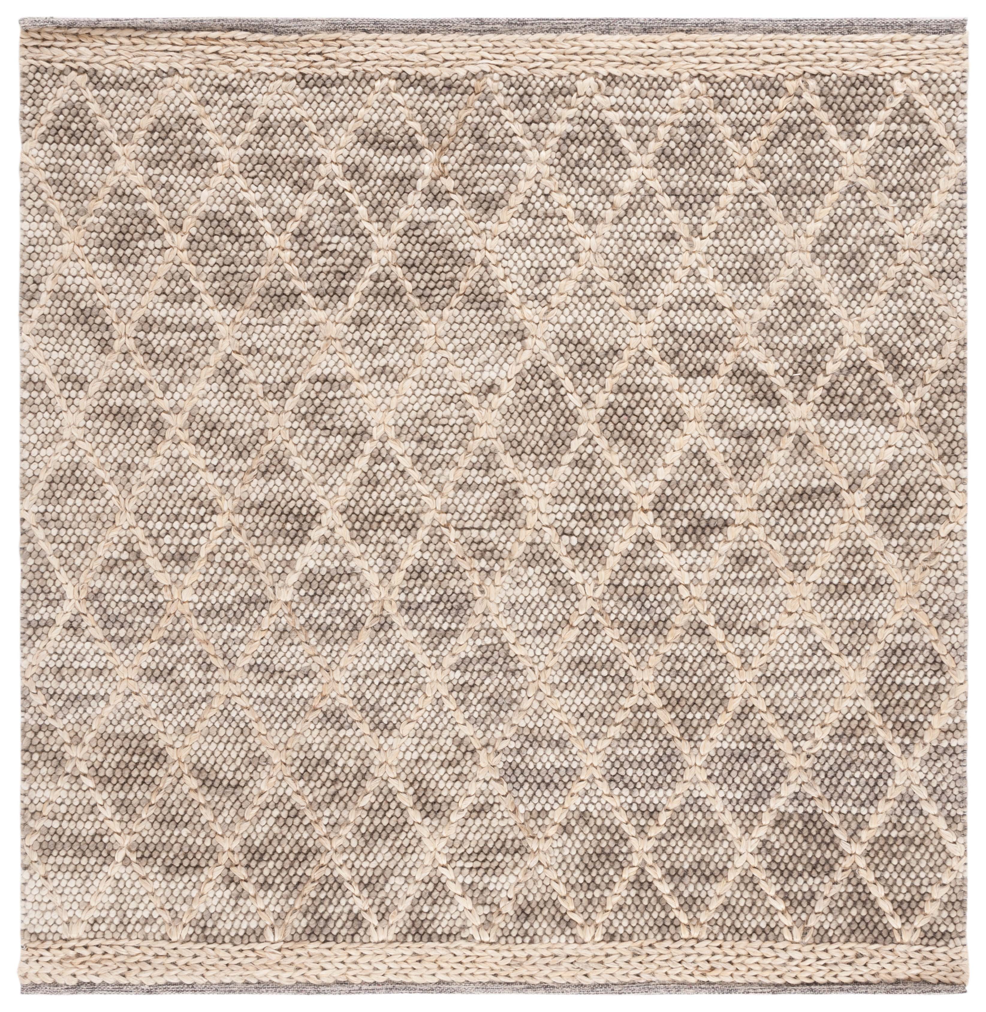 Natura Brown and Natural Handwoven Wool Square Area Rug