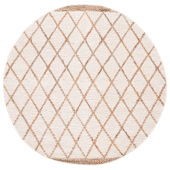 SAFAVIEH Natura Glenn Diamond Area Rug, Ivory/Natural, 6' x 6' Round