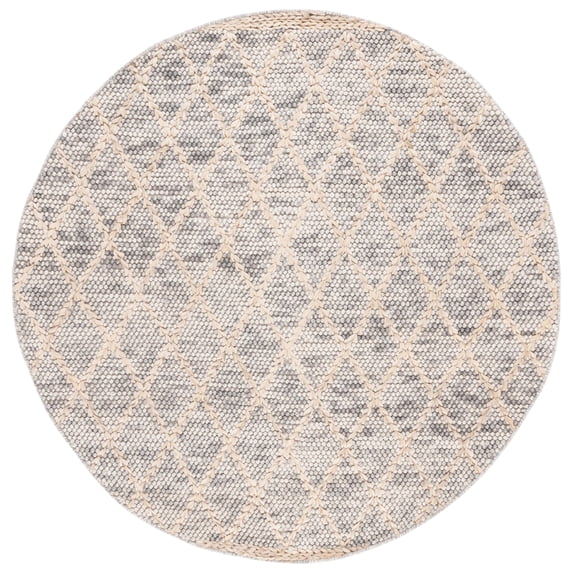 SAFAVIEH Natura Glenn Diamond Area Rug, Light Grey/Natural, 4' x 4' Round