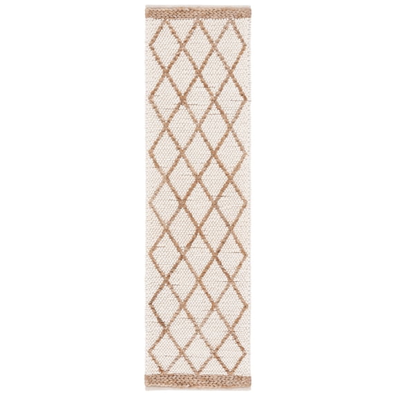 SAFAVIEH Natura Glenn Diamond Runner Rug, Ivory/Natural, 2'3" x 8'