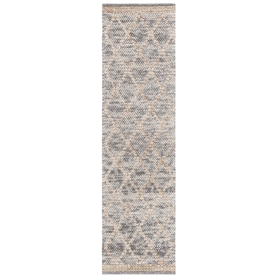 SAFAVIEH Natura Glenn Diamond Runner Rug, Light Grey/Natural, 2'3" x 7'