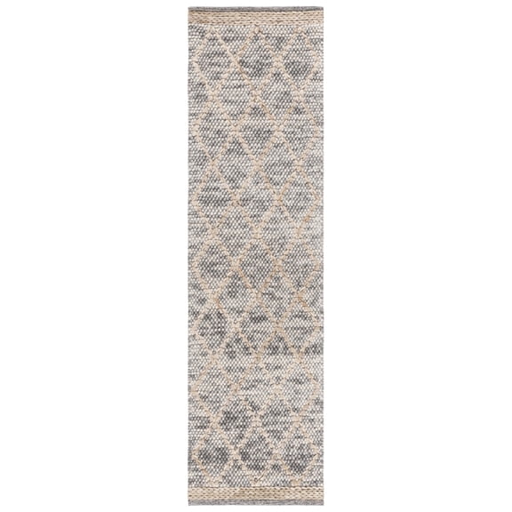 SAFAVIEH Natura Glenn Diamond Runner Rug, Light Grey/Natural, 2'3" x 8'