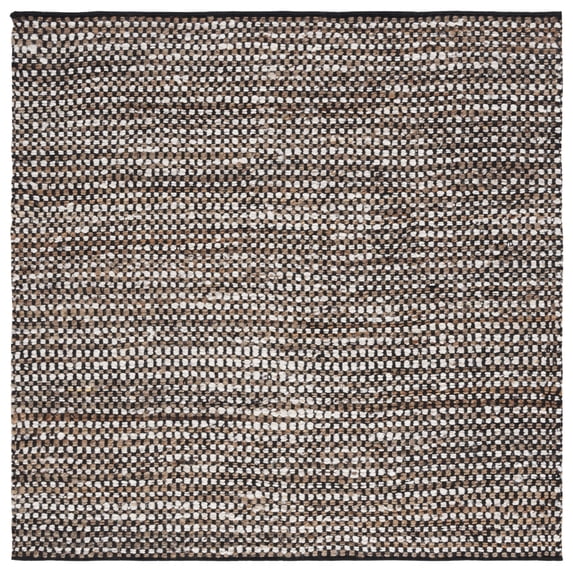 SAFAVIEH Natura Greg Geometric Area Rug, Black/Ivory, 4' x 4' Square