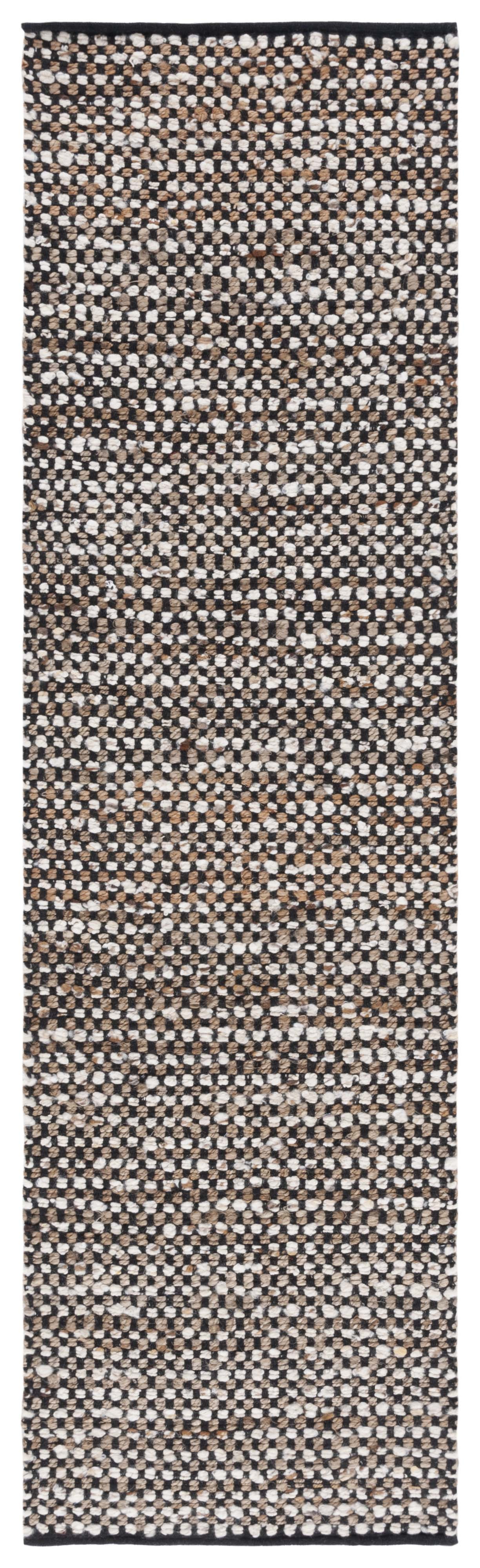 SAFAVIEH Natura Greg Geometric Runner Rug, Black/Ivory, 2'3" x 12'