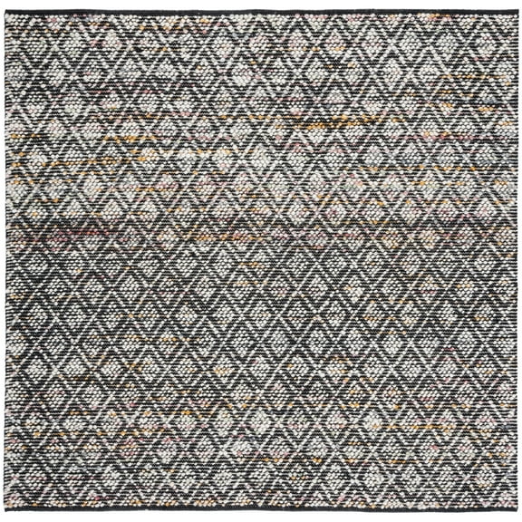SAFAVIEH Natura Harold Diamond Area Rug, Ivory/Black, 6' x 6' Square