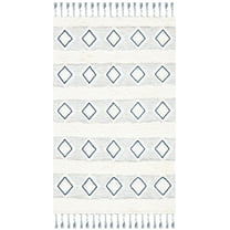 SAFAVIEH Natura Hepburn Geometric Wool Area Rug, Ivory/Blue, 8' x 10'