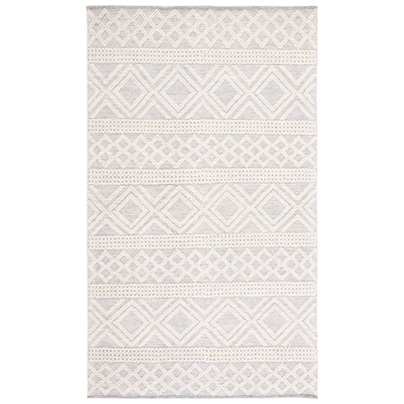 SAFAVIEH Natura Hervey Geometric Area Rug, Ivory/Blue, 5' x 8'