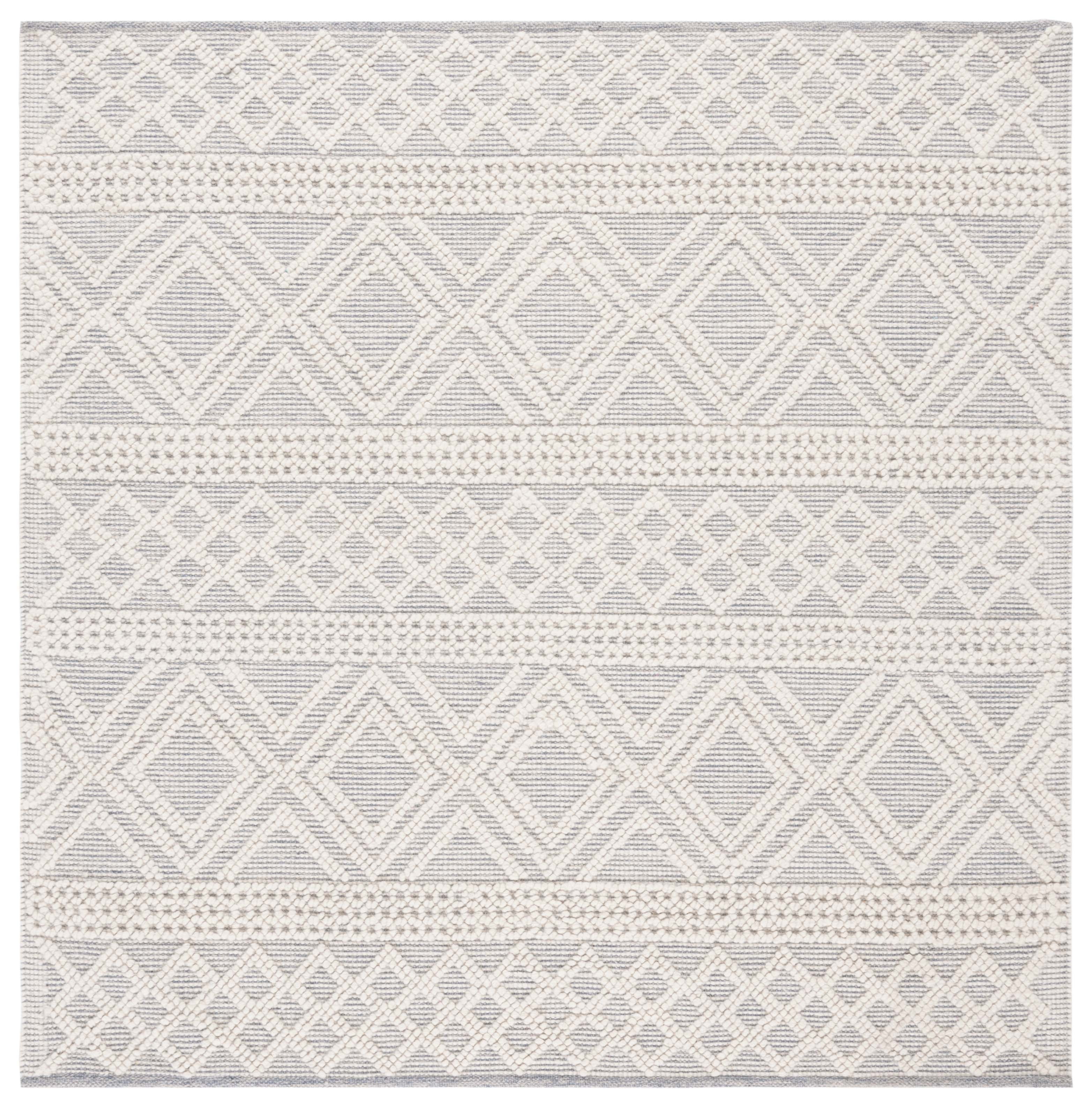 Ivory Hand-Tufted Wool and Cotton Square Rug, 6'