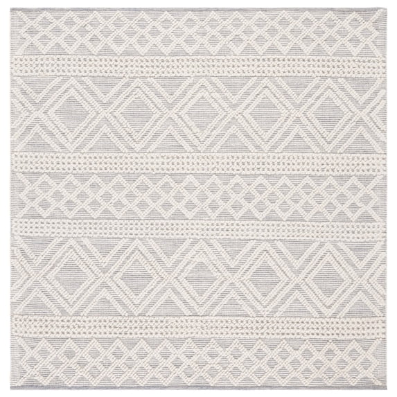 SAFAVIEH Natura Hervey Geometric Area Rug, Ivory/Blue, 6' x 6' Square