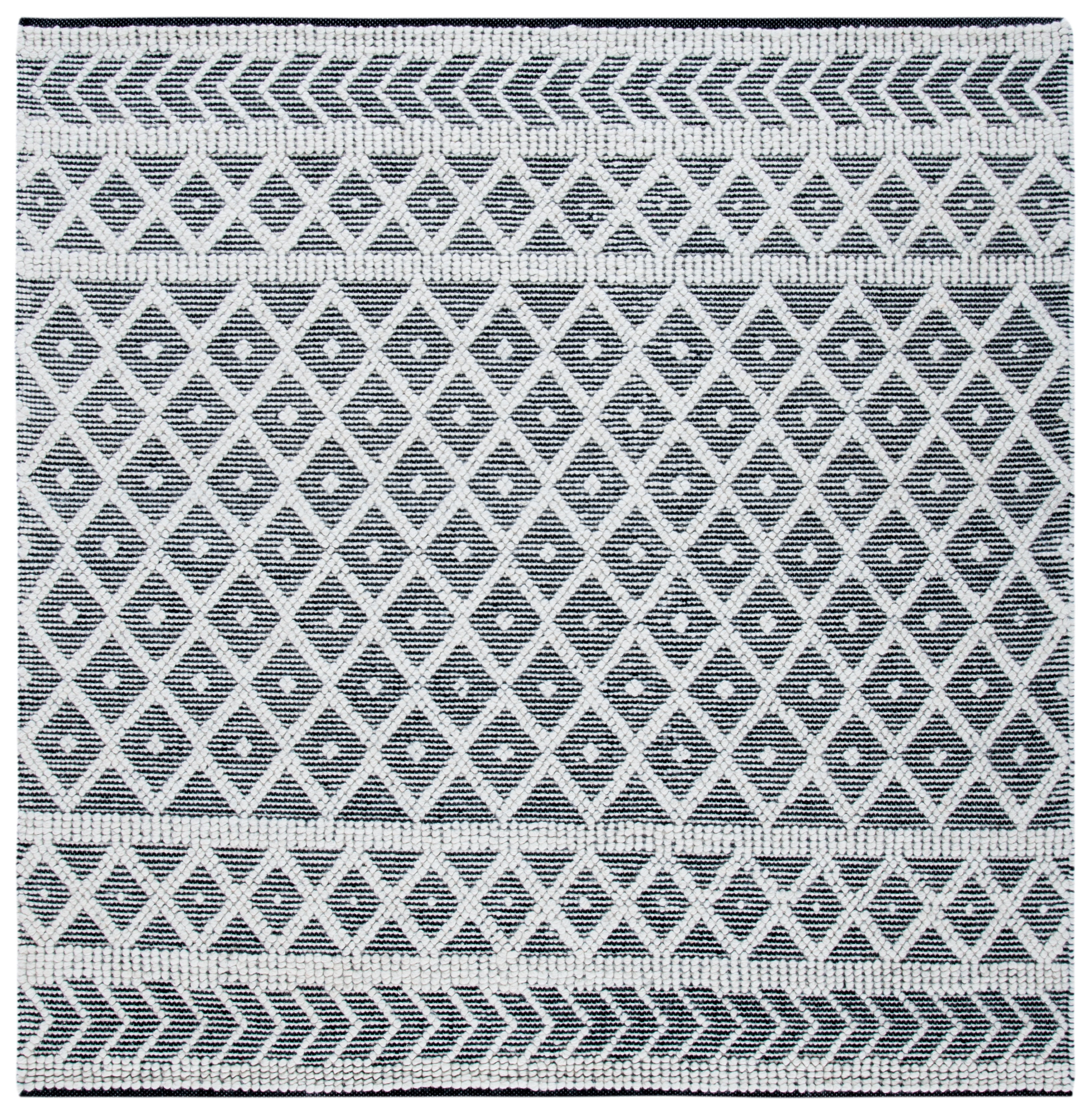 SAFAVIEH Natura Hollie Geometric Area Rug, Ivory/Black, 6' x 6' Square