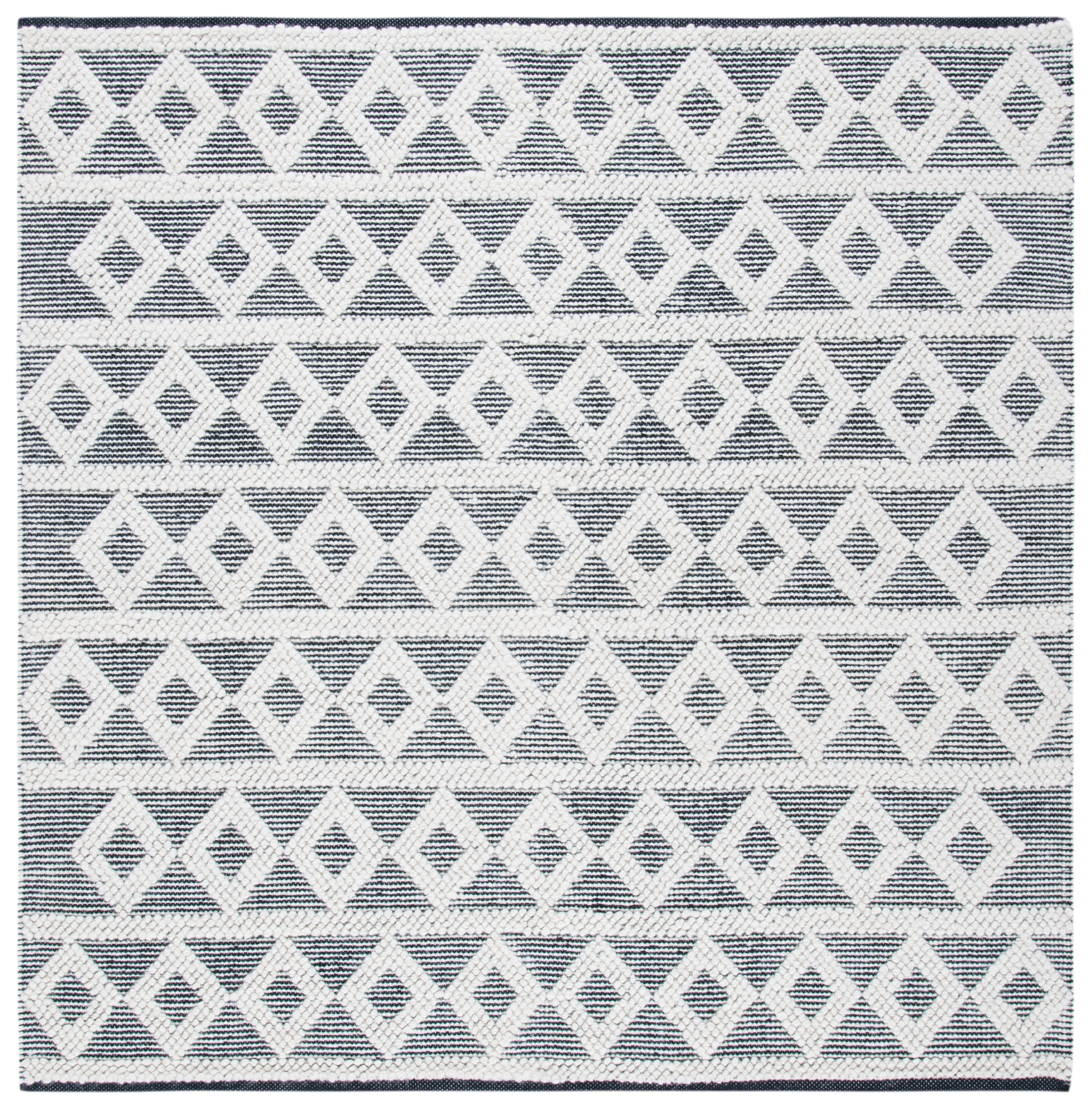 SAFAVIEH Natura Jayla Geometric Area Rug, Ivory/Black, 6' x 6' Square
